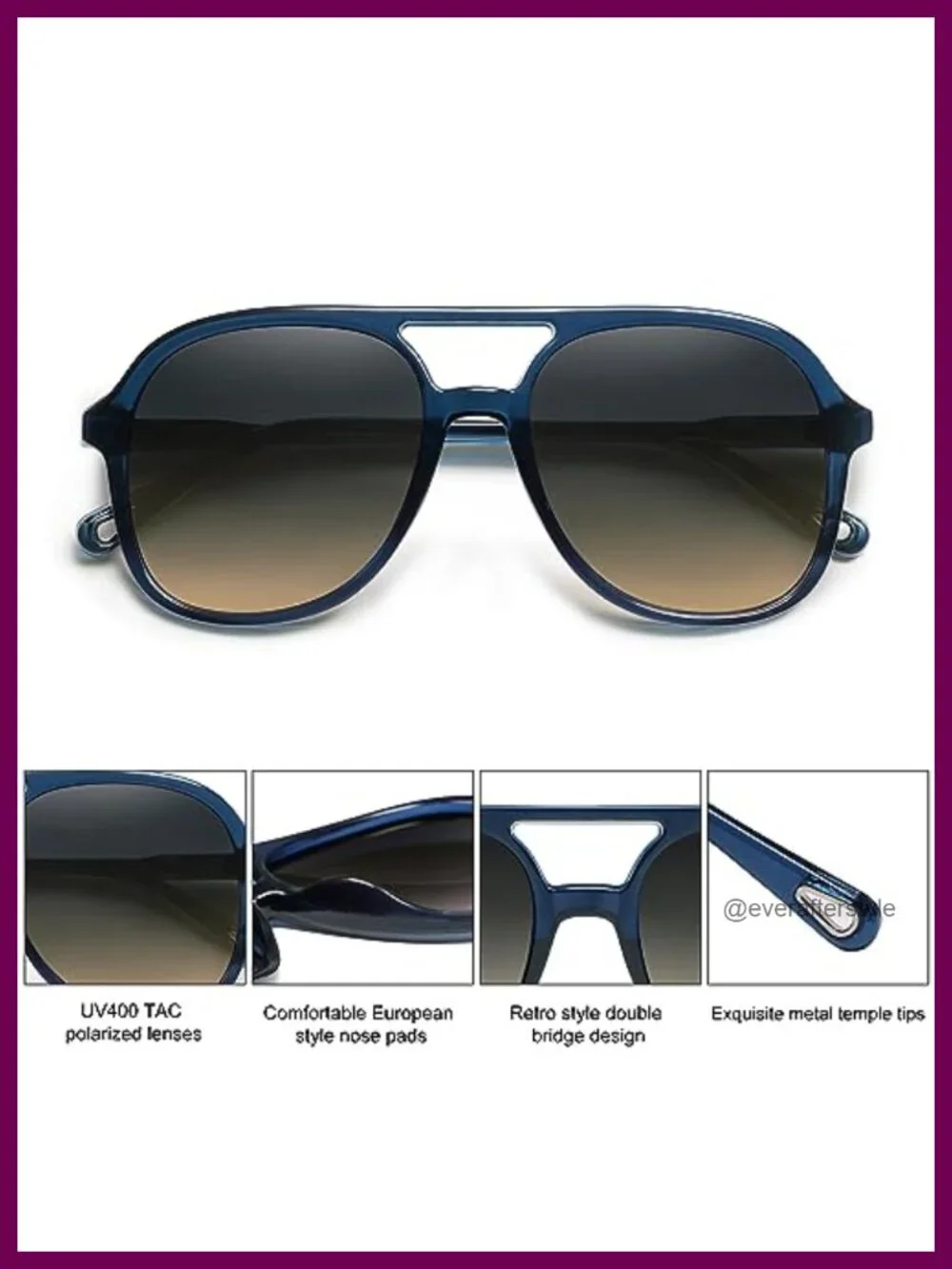 Retro Aviator Sunglasses - UV400 Polarized TAC Lenses
